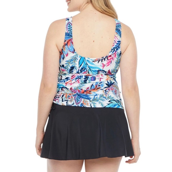 Maxine of Hollywood Women 16W Tropical Floral Swimdress Blue One Piece 9JLFE77W - Picture 9 of 9